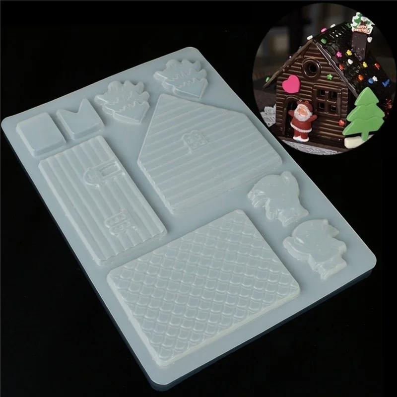 Molde 3D Silicone Fondant Decoração Do Bolo DIY, Cortador De Porta De Casa