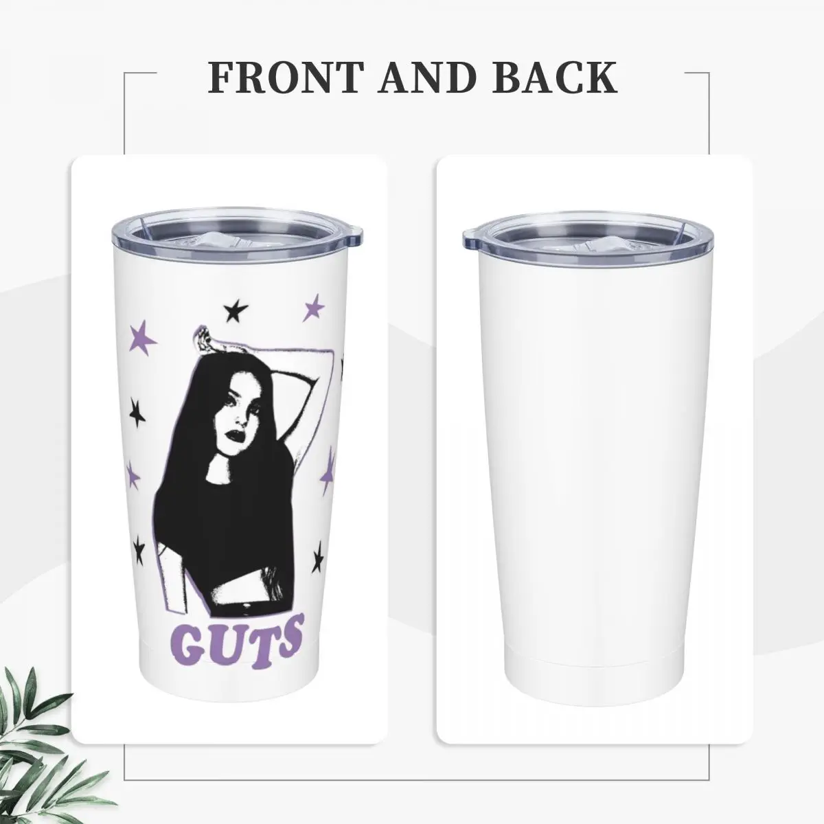 Guts Olivia Rodrigo Insulated Tumbler with Straws and Lid Stainless Steel Travel Coffee Mug 20 Oz Double Wall Mugs