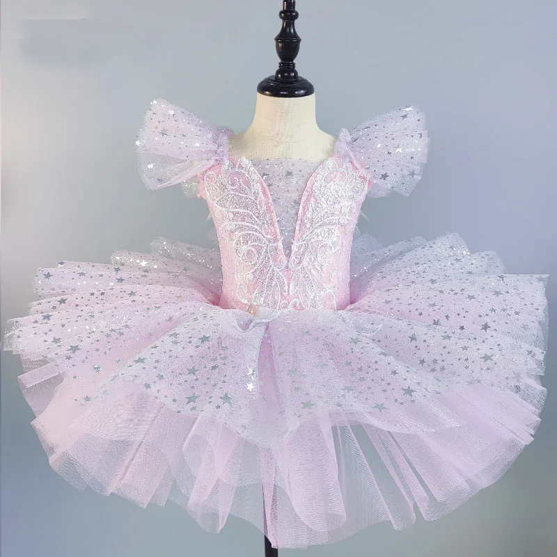 Kleinkind Pailletten Rosa Ballett Tutu Kleid Mädchen Jazz Dance Kostüme Kinder Ballerinas Tutu Outfits Kinder Ballsaal Tanz Kleidung