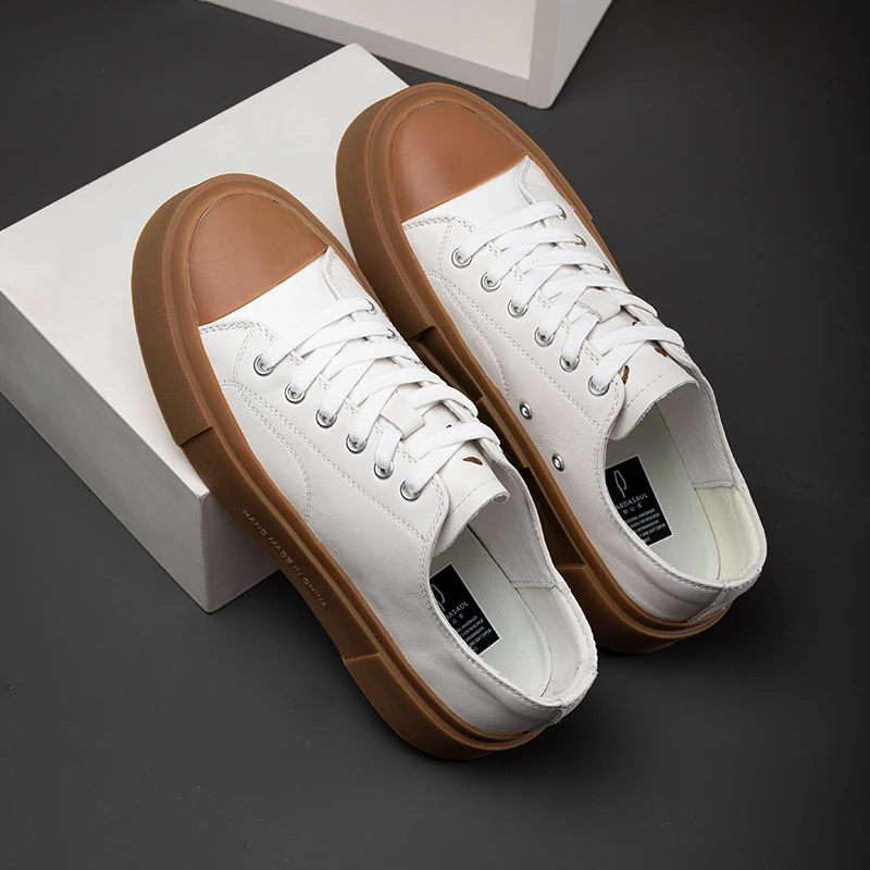 Versatile Little White Shoes New Men's Shoes Trendy Casual Shoes Thick Sole Elevated Board Shoes 230261