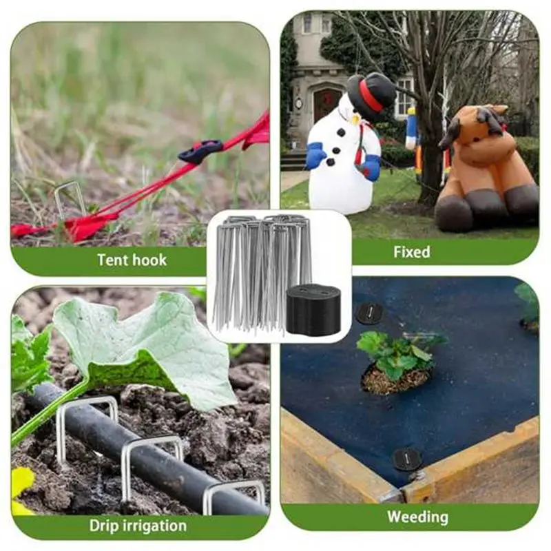 Pipe Mulch Nails 50Pcs Set U-Shaped Weed Control Ground Stakes Fixed Pegs Weed Barrier Cloth Ground Nail