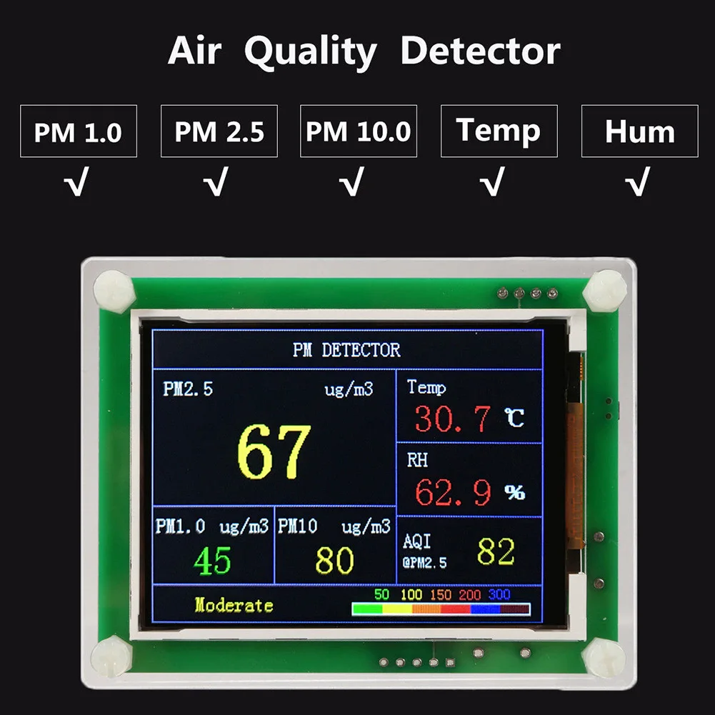 2.8 ''ارتفاع معدل مرآة سيارة رقمية PM2.5 جودة الهواء كاشف تستر متر AQI المنزل جهاز مراقبة الغاز الأداء الممتاز PM2.5 كاشف