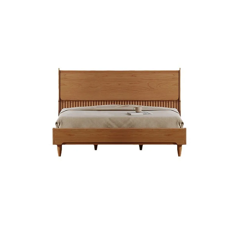 Nordic solid wood bed Nordic Japanese modern simple cherry wood 1.8 meters master bedroom 1.5 meters bed all solid wood double b