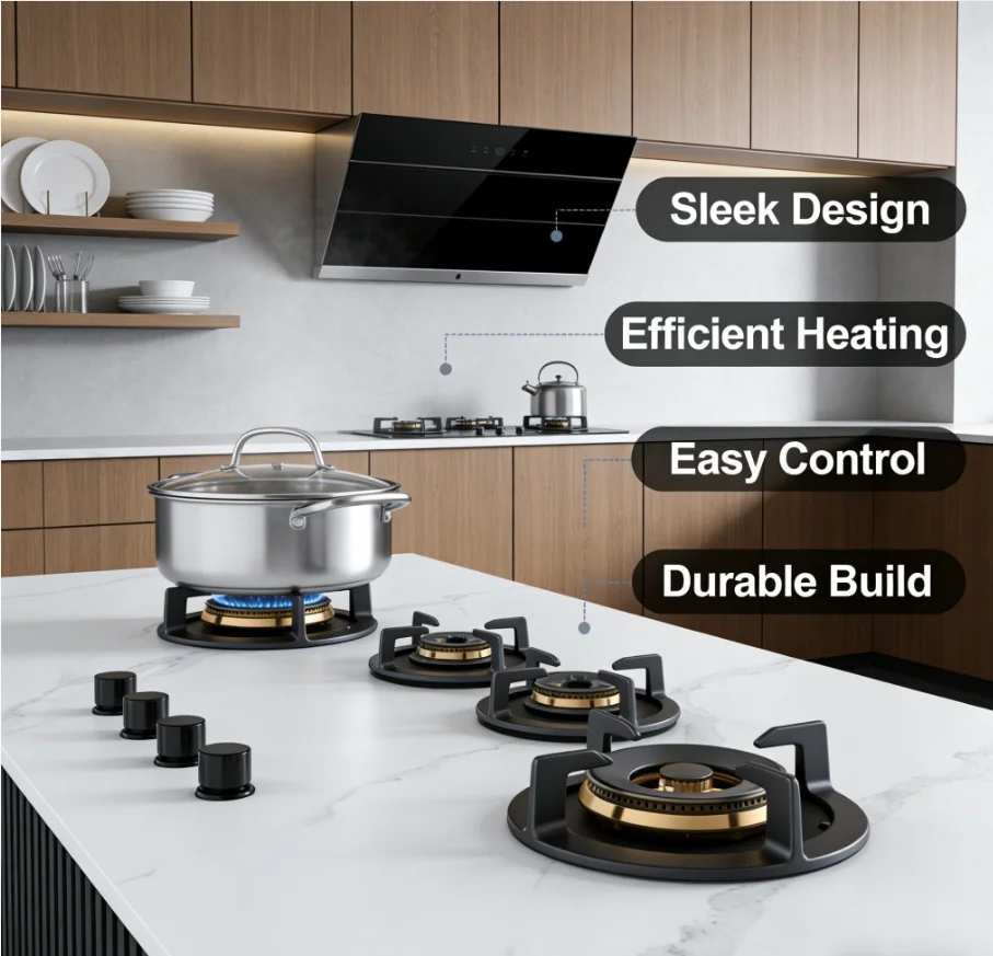 

New Stylish Full Built-in Sintered Stone Gas Cooker Slate Kitchen Gas Stove High Quality Burner Household Cooking Appliance