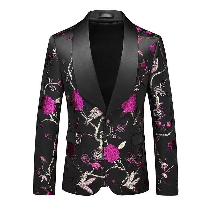

Men's Blazer Jacket High Quality One Button Slim Fit Luxury Floral Blazers For Men Plus Size Fashion Suit Coats Male 6XL 5XL 4XL