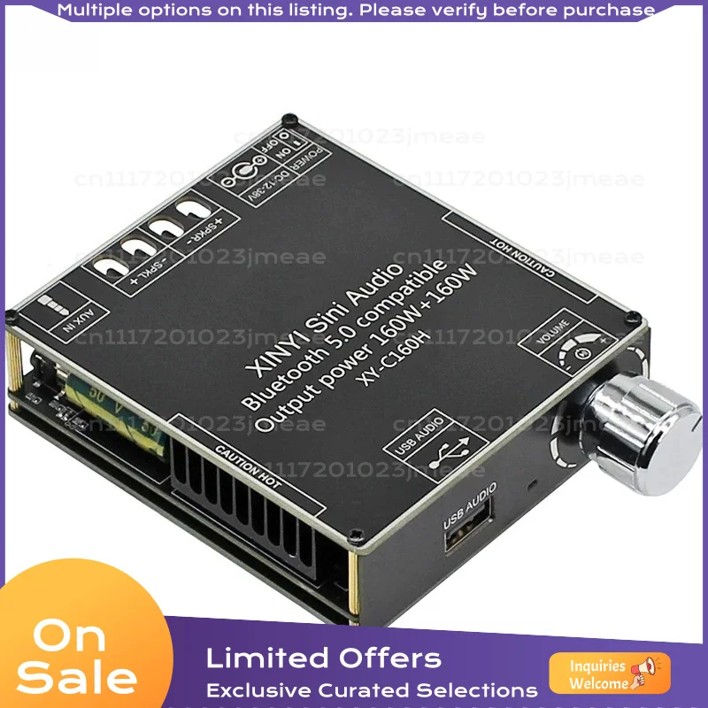 160W Mini HiFi Power Amplifier Board 2.0 2-Channel Bluetooth Car Home Audio Amplifier 24V Stereo Sound Module