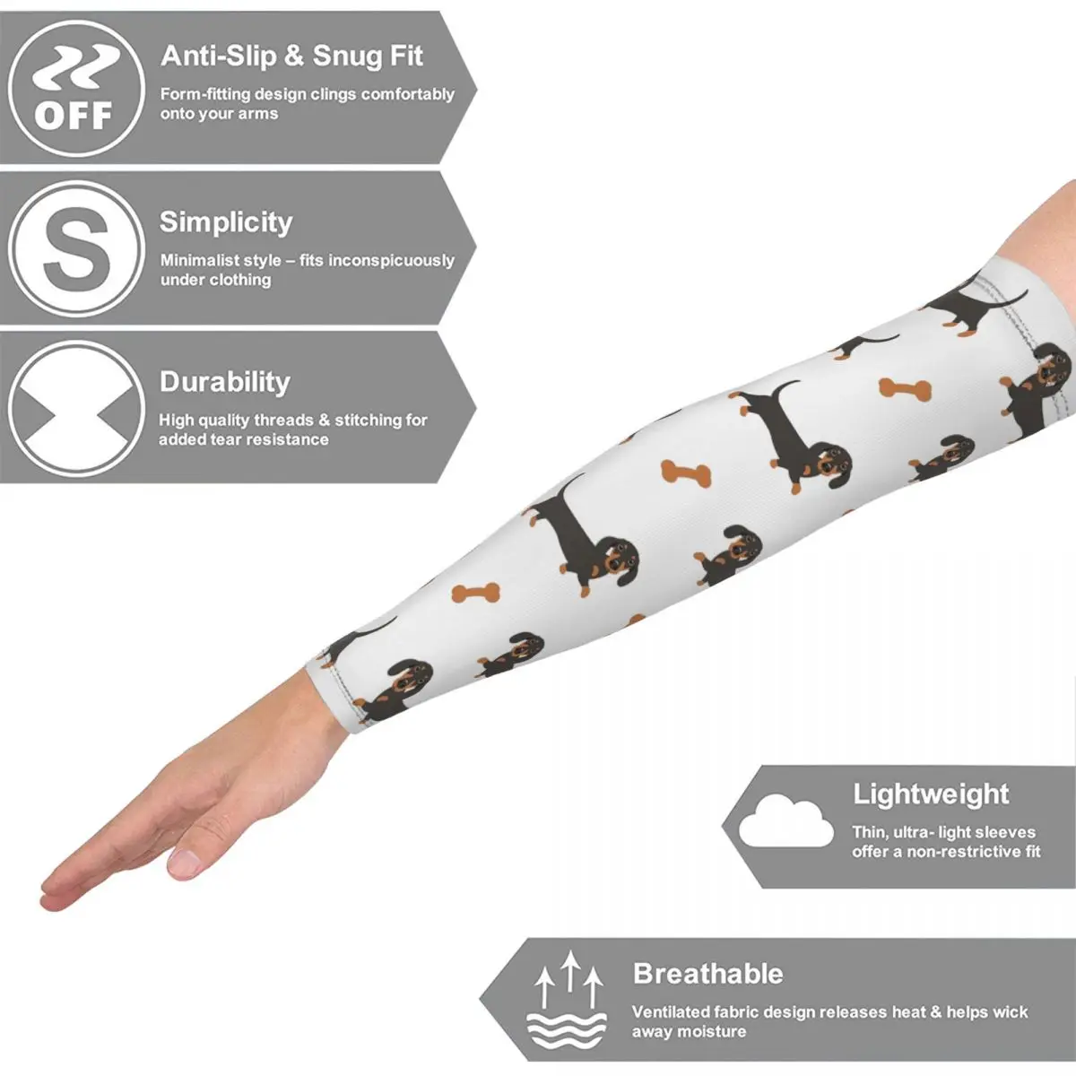 أسود وأسمر داشهند السجق الكلب في الهواء الطلق أكمام أذرع تبريد الشمس الأشعة فوق البنفسجية غطاء للحماية الصيف ركوب الدراجات أكمام الوشم #2