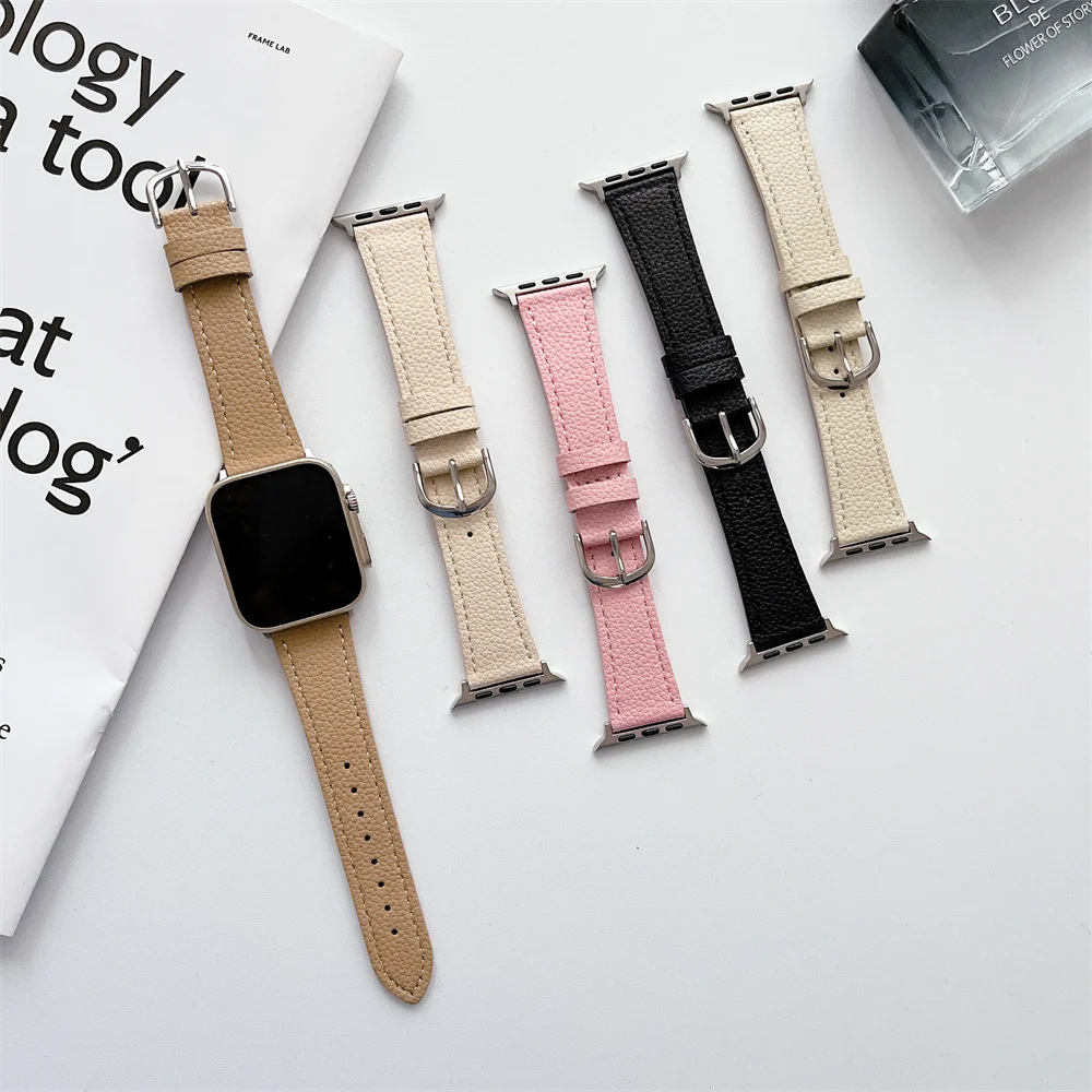 Correa de cuero genuino para Apple Watch, correa de 42MM, 38MM, 44MM, 40MM, 41MM, 45MM, 49 para iWatch 8, 7, 6, SE, 5, 4, 3
