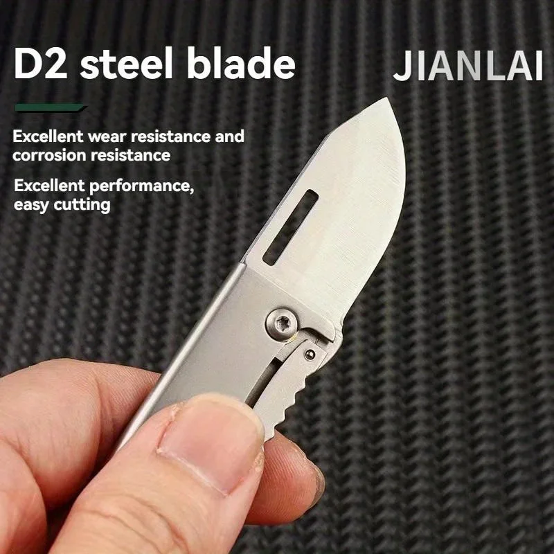 Mini Folding Knife Stainless Steel Box Opening Knife D2 Steel Cannon Portable Sharp Folding Knife Key Hanging Chain