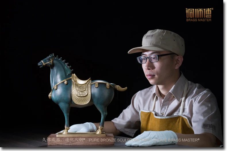34CM-TOP COOL present Business office success GOOD luck efficacious Talisman Money Drawing RETRO HORSE  bronze ART sculpture