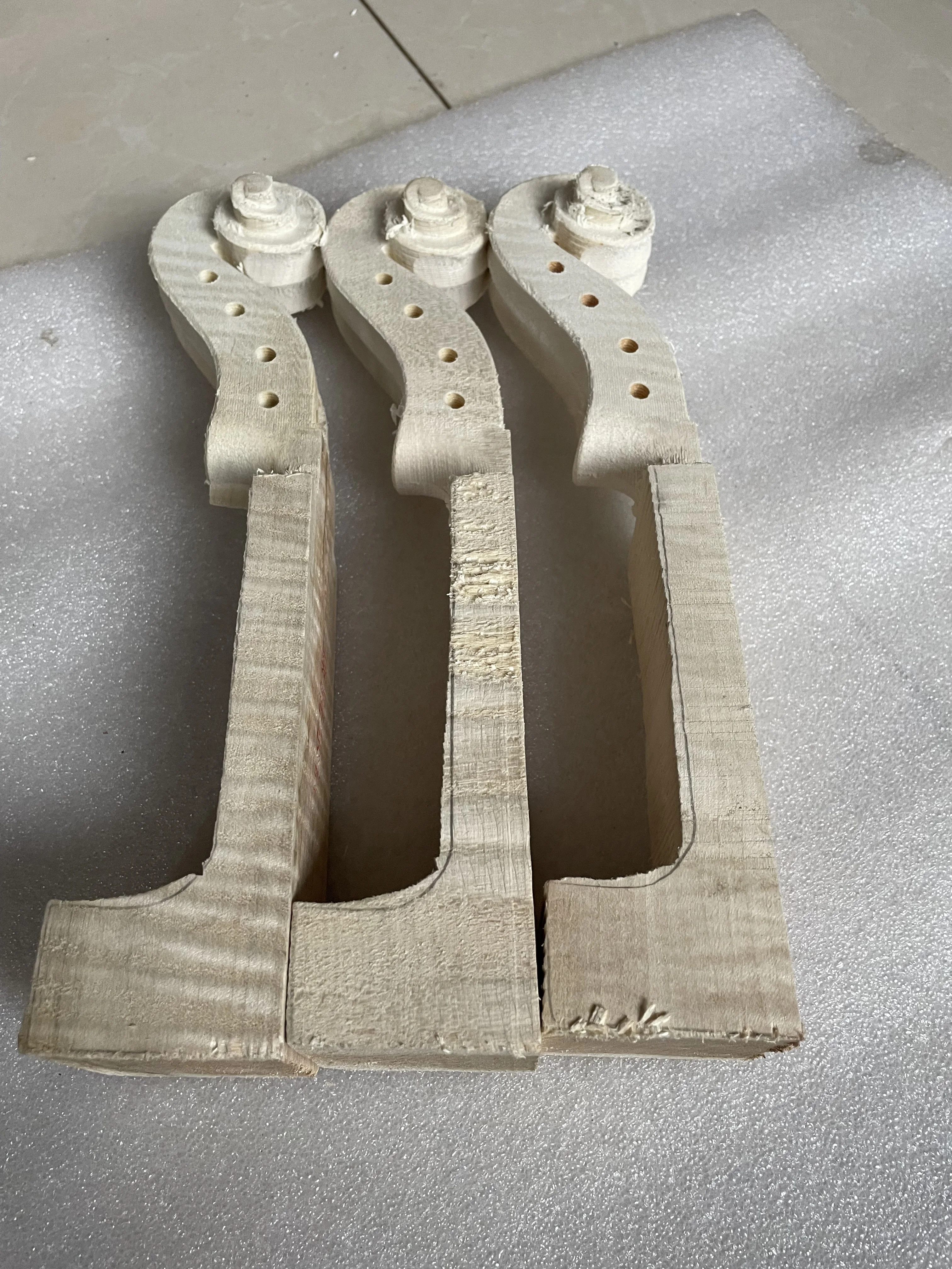 Natural Flame Maple Violin Head, White Violin Neck, Unfinished DIY Part, New Good Flamed, 1 PC