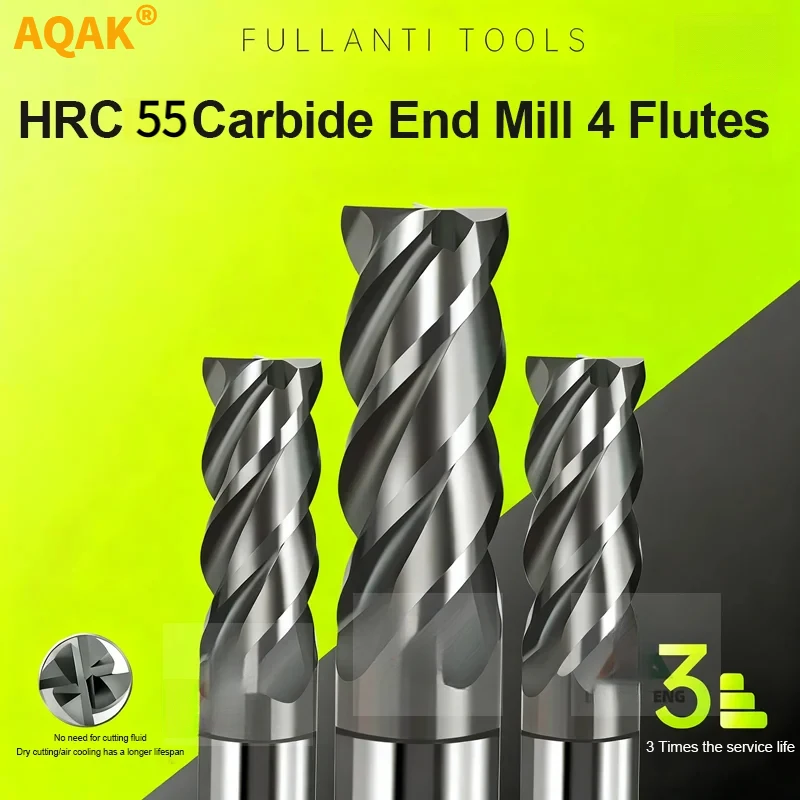 

Milling Cutter Hrc55 4 Flute Alloy Coating Tungsten Steel Tool Cnc Maching Endmill Milling Cutter Machine End Mill Cutter Tools