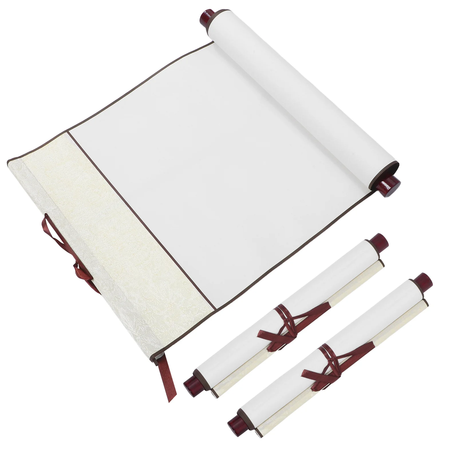 3Pcs Chinese Calligraphy Paper Writing Scroll Blank Hanging Scroll for Painting Practicing Aged Parchment Art Paper