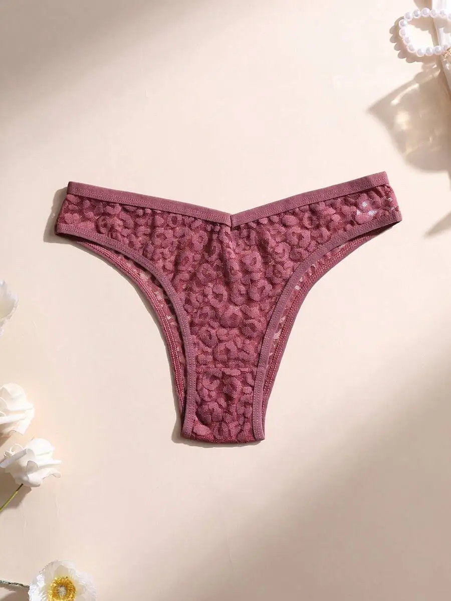

Womens Lace Bikini Panties V-Waist Seamless Floral Pattern Breathable Underwear