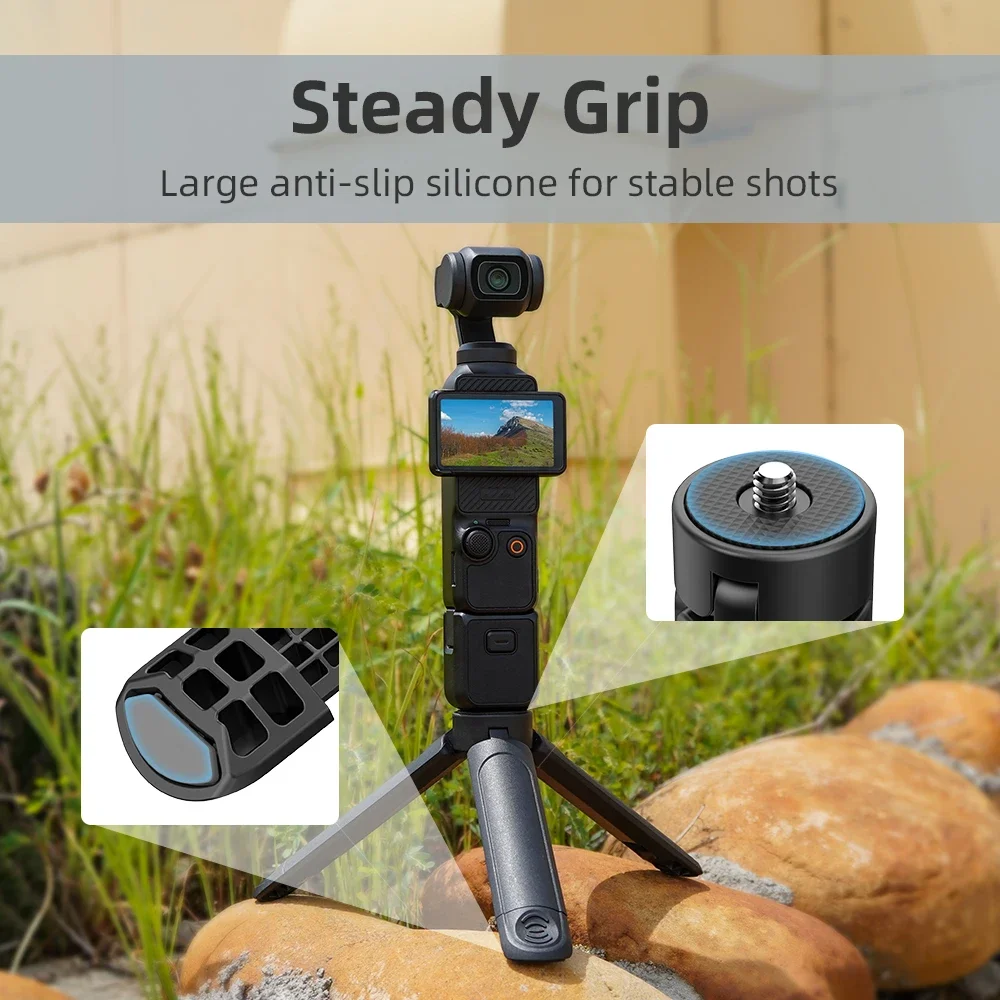 Treppiede Mini Estensibile Flymile, Asta Selfie Portatile con Impugnatura, Treppiede da Tavolo per Webcam, Compatibile con DJI Pocket 4/Insta360 X5