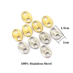 1.5cm Stainless Steel Double Hole Metal Connecting Buckle For Jewelry Making Gold Silver Color Pig Nose Button DIY Bracelet