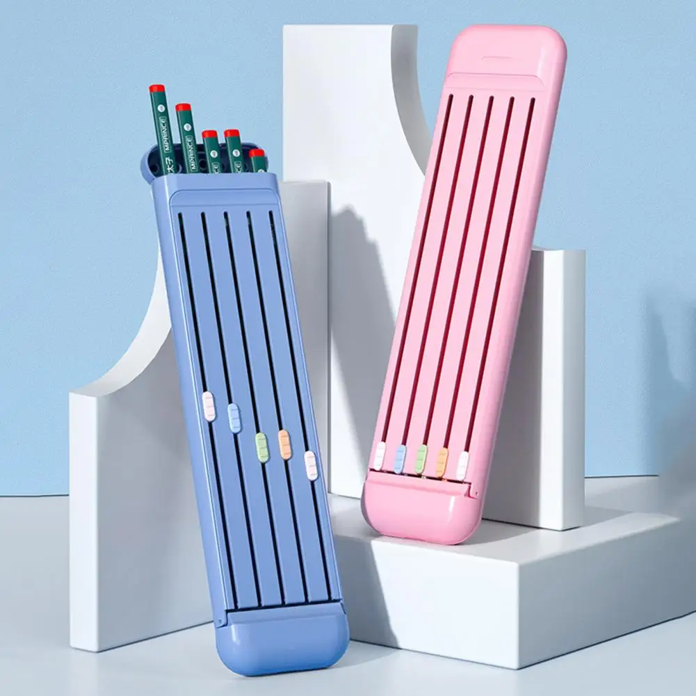 Pencil Case Practical Pencil Organizer with Ruler and Eraser Student Children Storage Box Desk Organizer School Supplies