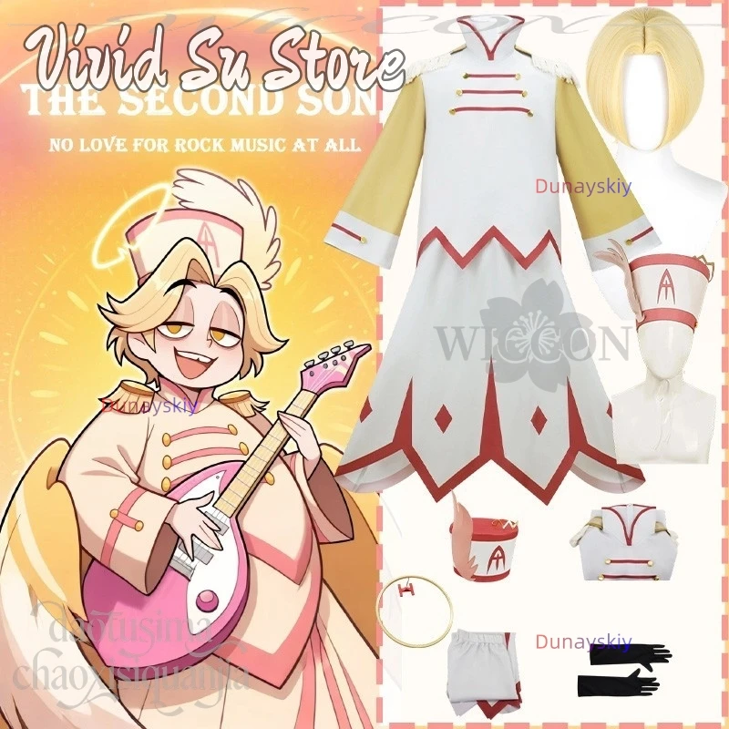 

Anime Cosplay Abel תחפושות Kawaii White Red Angle Uniform Hat Wigs Angle Halo Christmas Halloween Party Cos