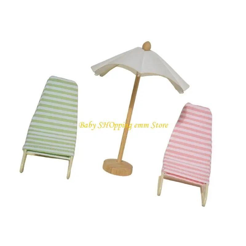 Chaise Parasol à affichage en plastique 23GD, chaise longue réaliste, modèle Zakka plage pour échelle 1:12