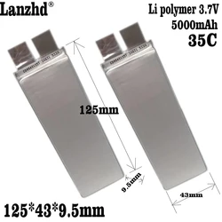 1-12PCS 35C High Drain Lipo Battery 3.7V 5000mAh Li polymer Cell For Racing Car Electric Motorcycle 125*43*9.5mm 9543125