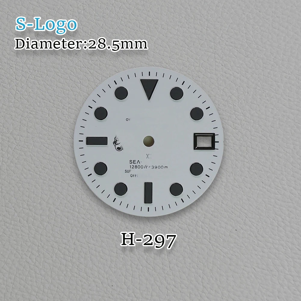 28.5mm S Logo SS Logo SKX007 Cartoon Dog Dial Fit NH35/NH36 Japanese Automatic Movement Green Luminous Watch Repair Accessories