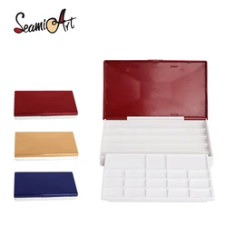 SeamiArt 1pc Solid Watercolor Palette Empty Half Pan Full Pan Storage Multifunctional Plastic Painting Box Watercolor Case