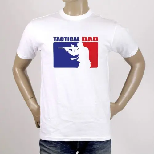 Mens Sport Ultra Soft Funny Father's Day Gift #1 Tactical Dad Cool white T-Shirt