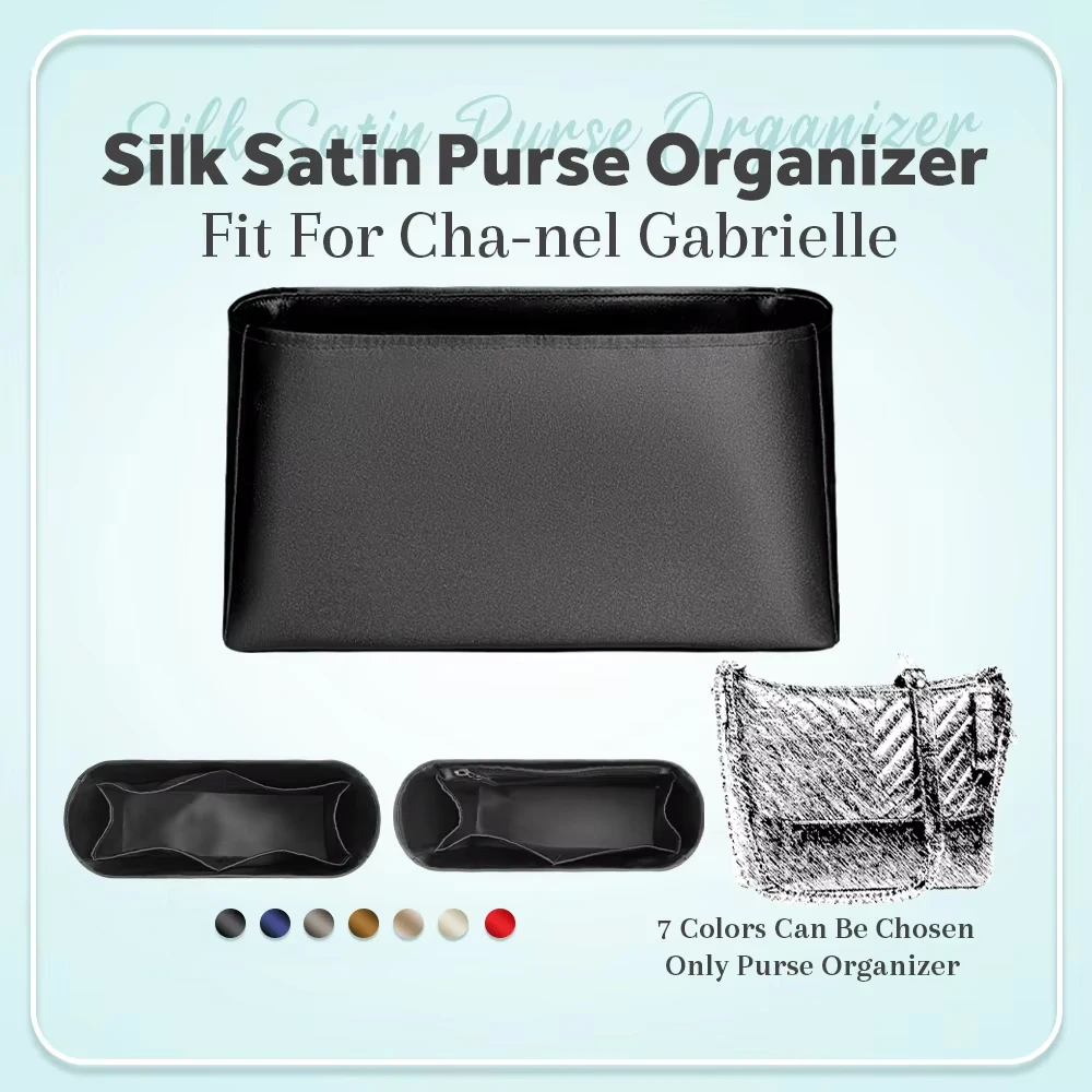 

Silk Satin Purse Organizer Insert, Inner Zipper Bag Organizer Insert Fit for Cha-nel Gabriell Handbag Inside Bag In Bag Insert