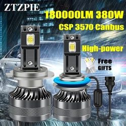 ZTZPIE Pure White 6000K 380W 180000LM H7 H4 H11 9005HB3 9006 HB4 H1 H3 9012 CSP 3570 EMC Canbus Led Headlight Bulb Car Fog Light