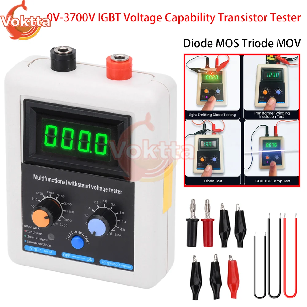 Igbt Transistor de Tensão Tester Diodo Mos Triode Capacitor Resistor sem Suporte Lcd Display Voltímetro Multímetro 0v3700v