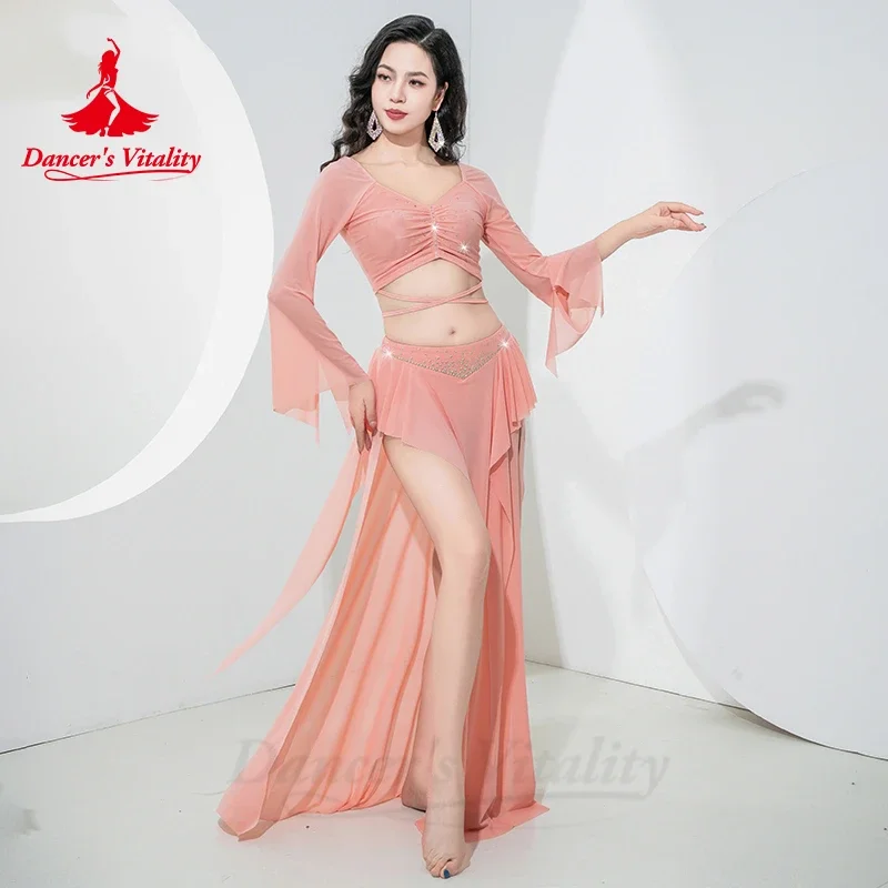 Belly Dance Costume 2023 Autumn/Winter New Long Sleeved Training Suit Immortal Lotus Leaf Long Skirt Women Belly Dance Outfit