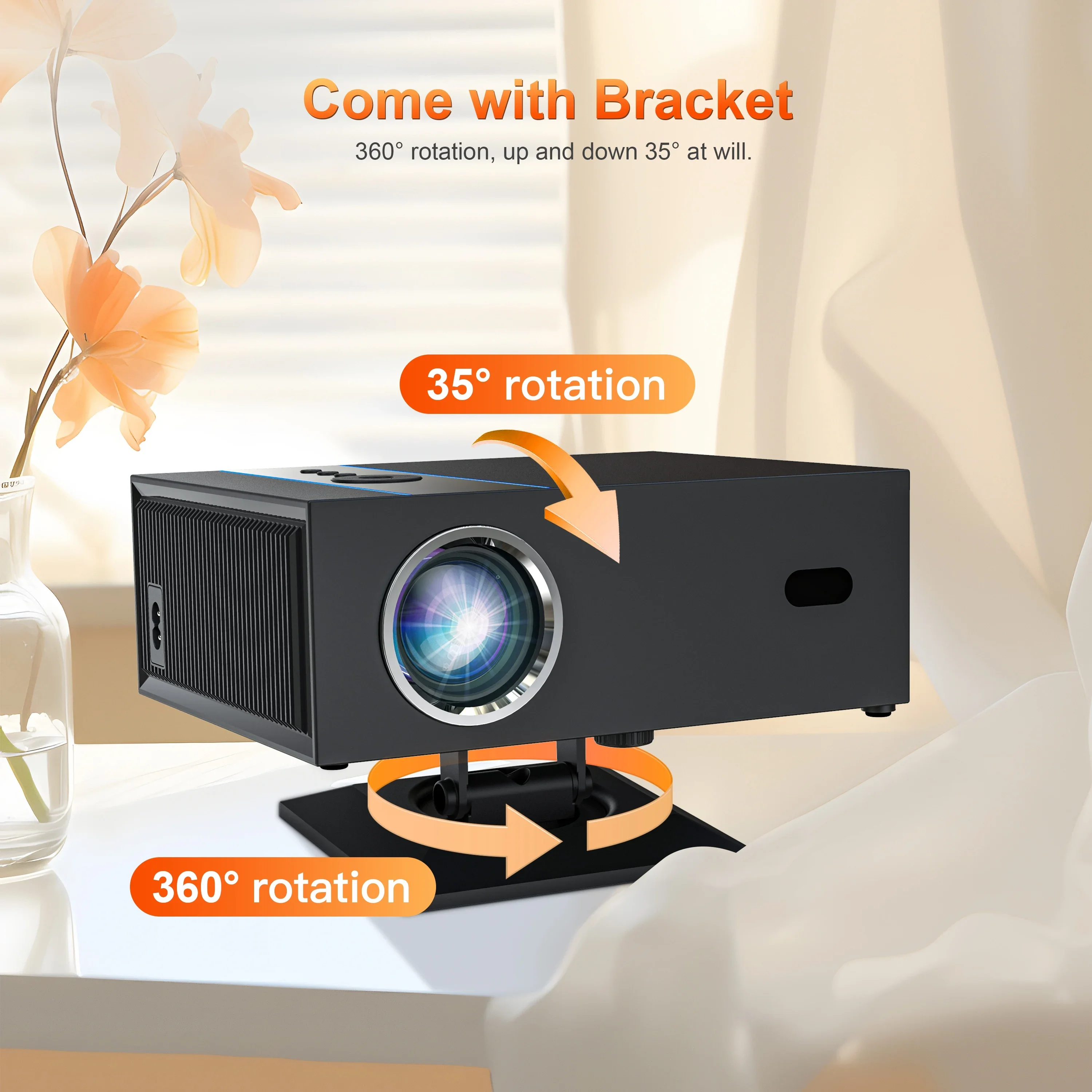 XNANO OEM Projector X6 with Stand Rotating Auto Focus Android 13 1080P Video TV Projector Indoor Outdoor Office Classes