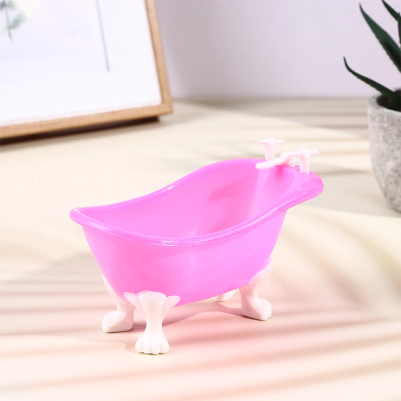 دمية أثاث مصغر حوض استحمام صغير حوض لعبة مجسمة محاكاة اكسسوارات الحمام الاطفال التظاهر بيت الدمية ديكور لعبة