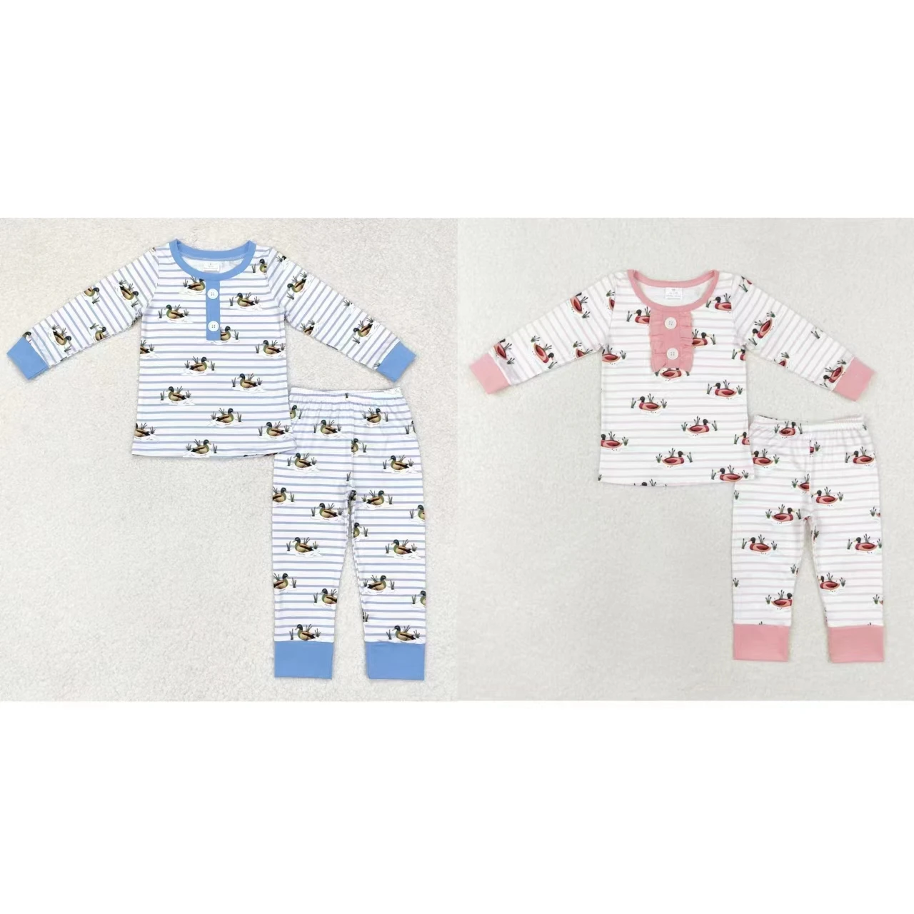 

Wholesale Infant Stripes Ducks Shirts Pants Long Sleeves Nightwear Children Kids Pajamas Set Boy Girl Toddler Sleepwear Outfit