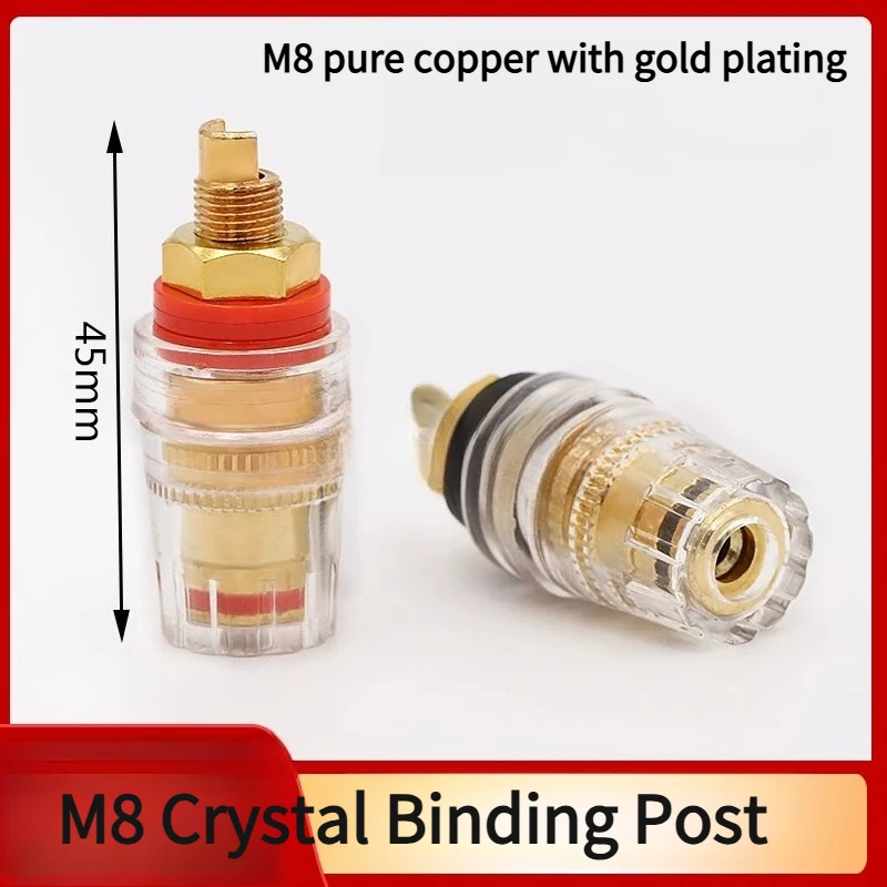 M8 Pure Copper Transparent Crystal Binding Post Terminal for Amplifier Speaker Lithium Battery Inverter
