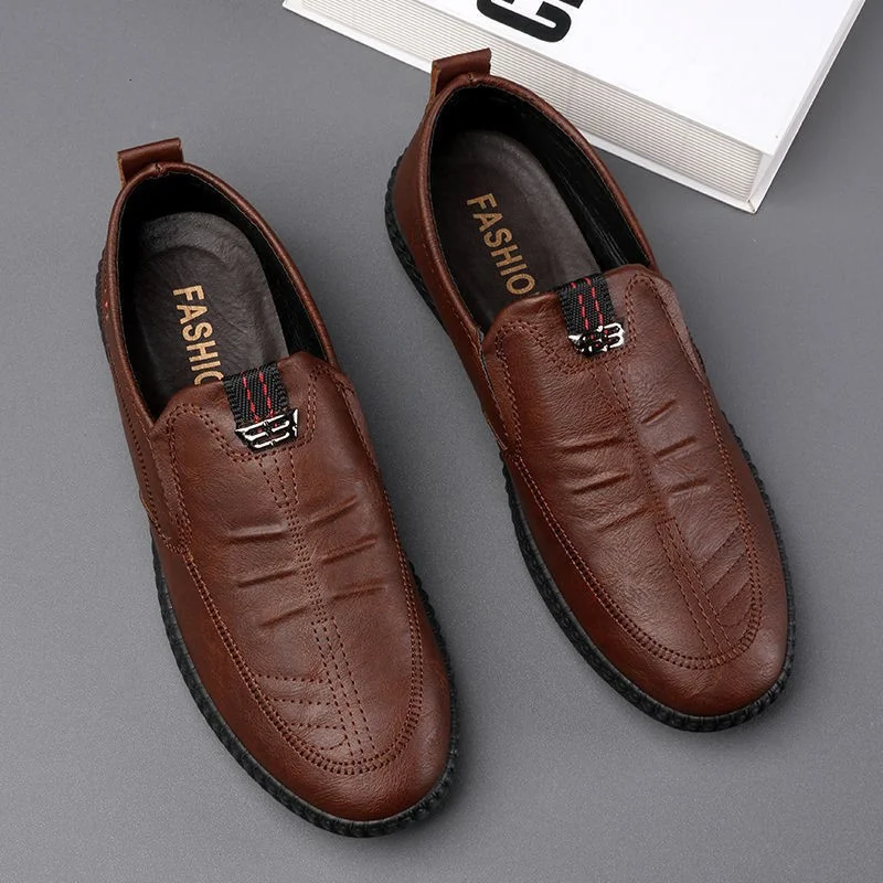 Spring and Autumn men's business leather shoes, comfortable soft soled work shoes, low cut lazy casual leather shoes