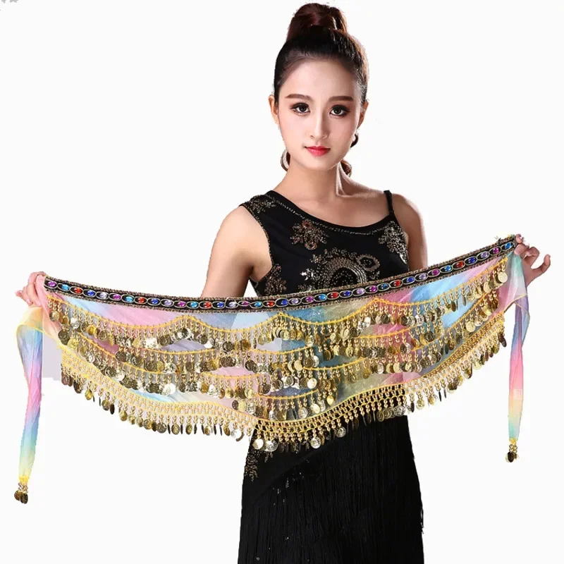 

Belly dance costume clothes indian dance belt bellydance waist chain hip scarf women girl dance with gold coin
