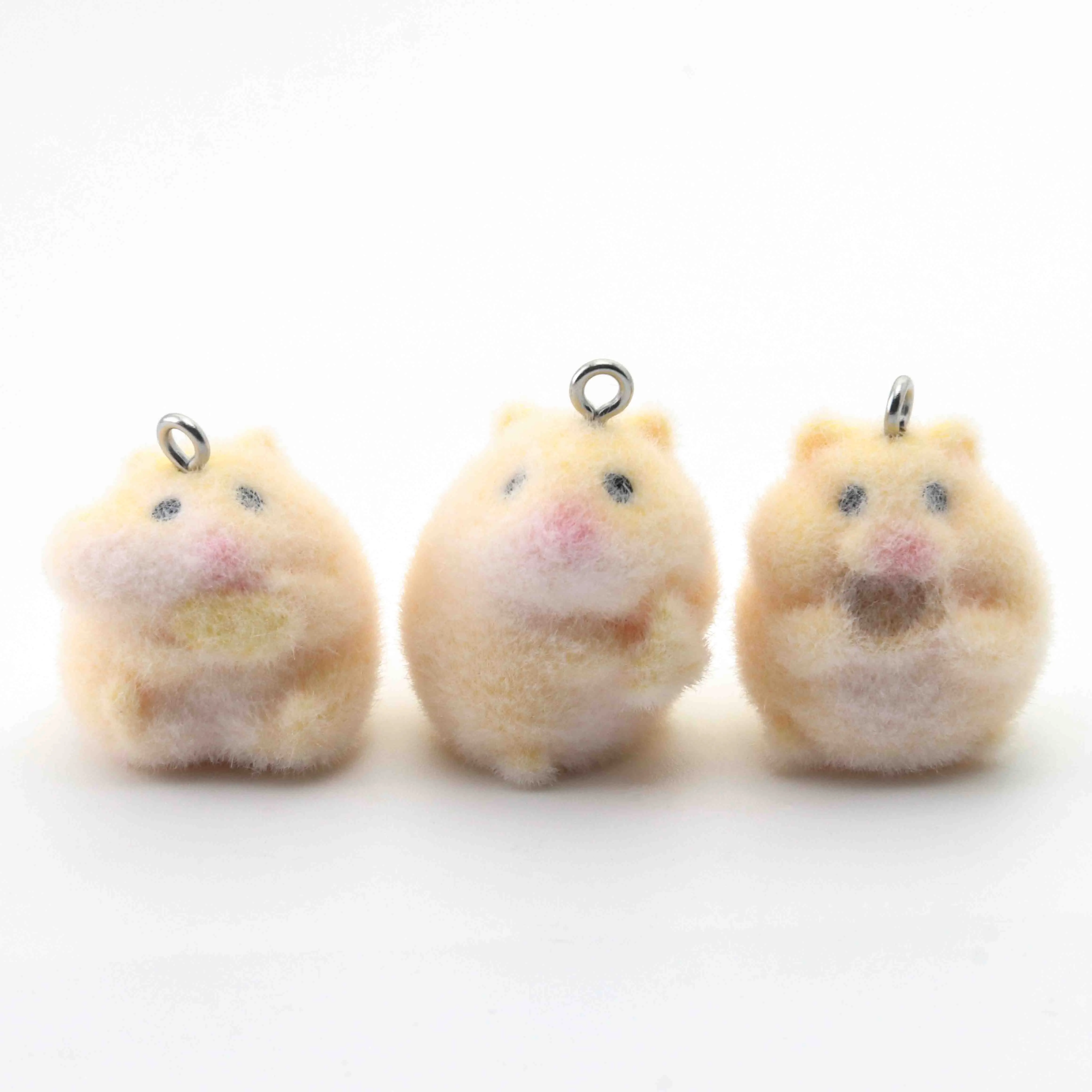 

3pcs Hamster Charms Mouse Stealing Food Animal Flocking Resin Pendant for Jewelry Making Diy Keychain Accessories Material