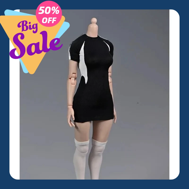 

1/6 Scale Retro Sports Dress Short Sleeved Knitted Tight Skirt Clothes Mode for 12inch Action Figures Doll Accessories