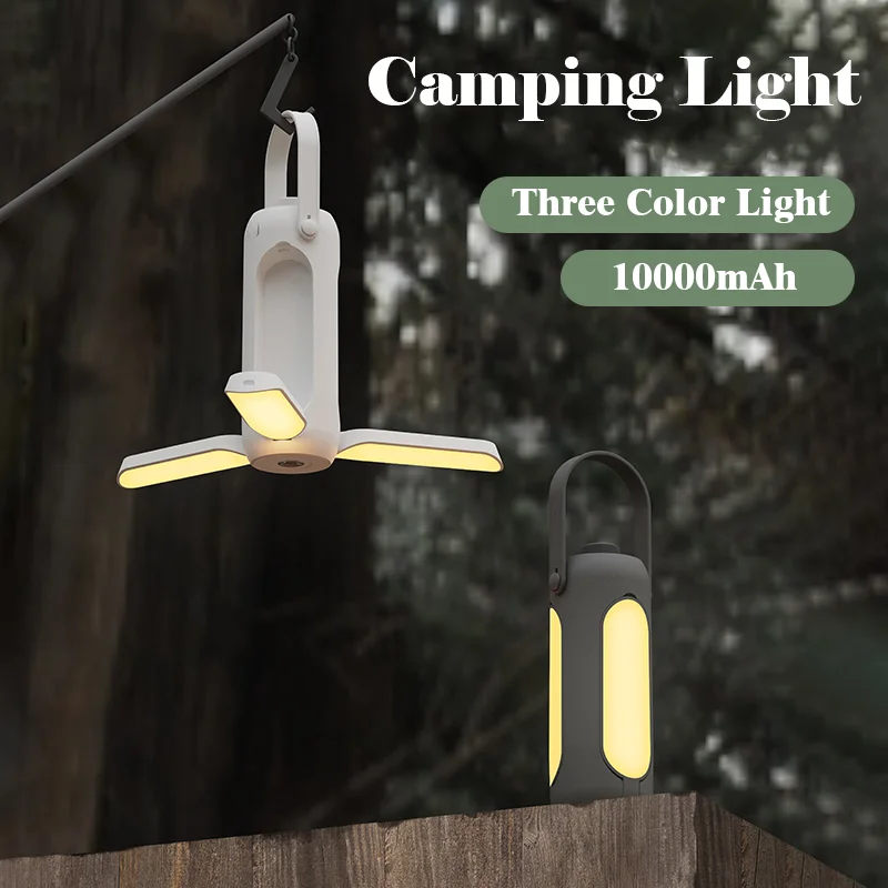 

New Portable Camping Lights USB Rechargeable 10000mAh Folding Camping Lantern Outdoor Led Flashlight Tent Hanging Lamp