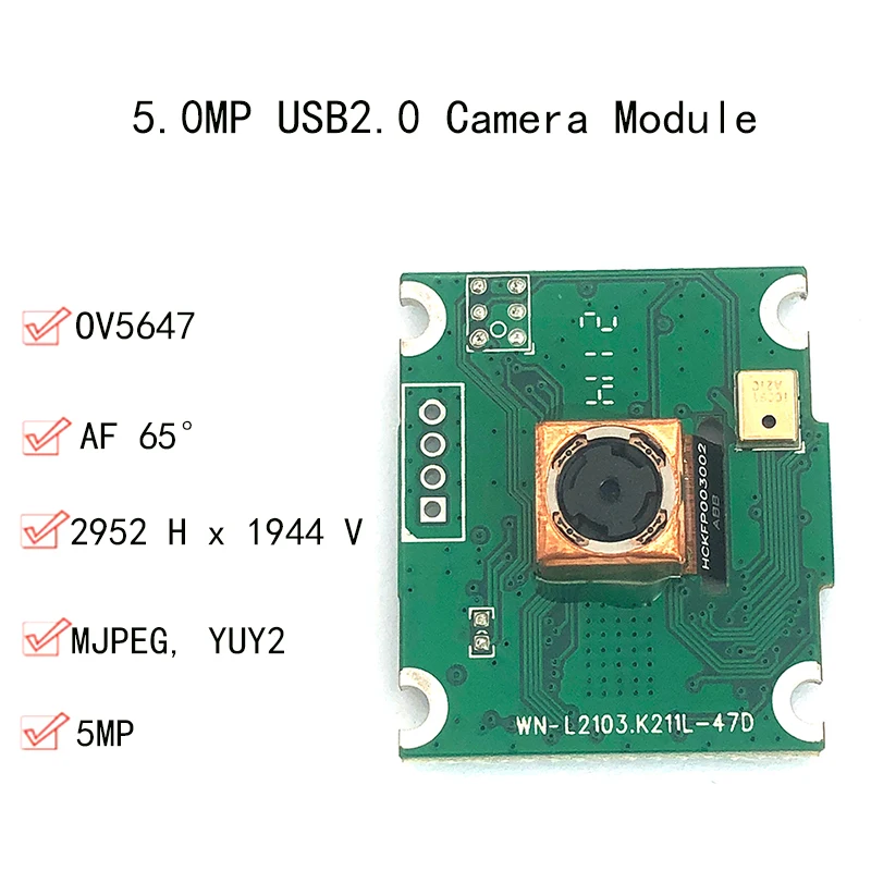 

OV5647 5MP USB camera module 65 degrees autofocus With digital microphone module Free drive For machine vision