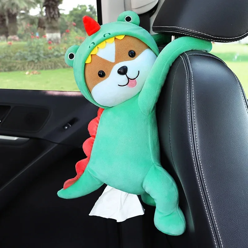 Cute Cartoon Car Tissue Box Creative Lovely Rabbit Short Plush Tissue Box Holder for Car Armrest Box Car Seat Tissue Box