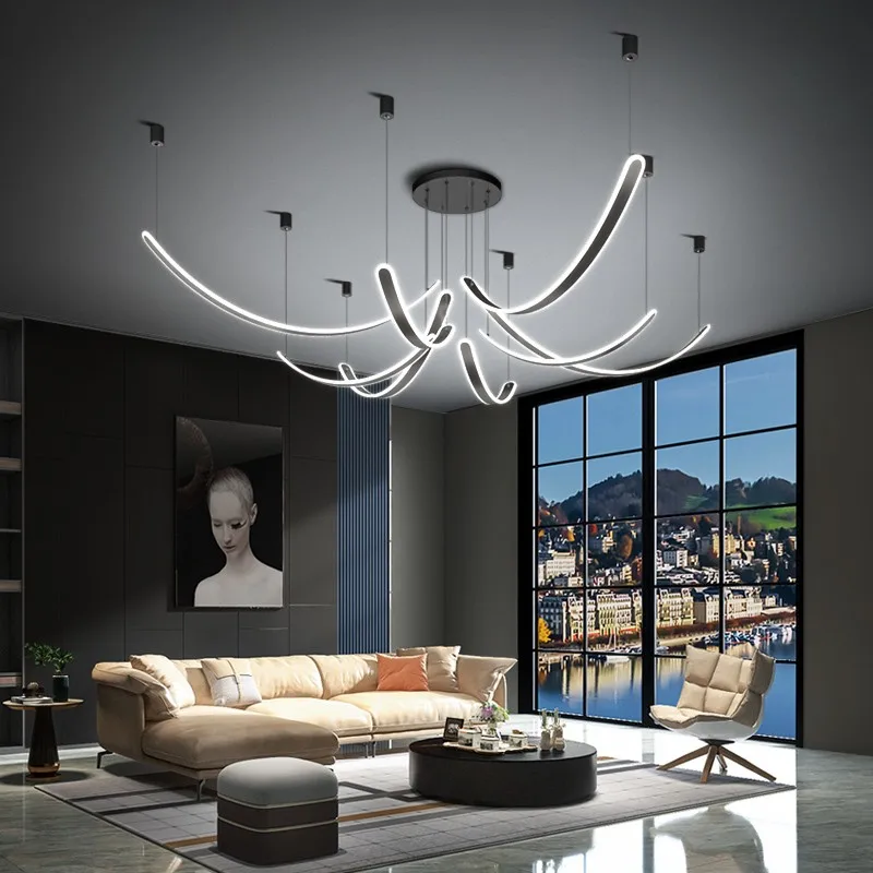 

Light luxury simple living room chandelier high-end luxury minimalist duplex loft bedroom chandelier atmosphere sense lighting