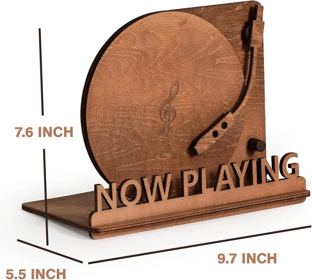 Now Playing Vinyl Record Stand, Tabletop Wooden Holder for Albums, Vintage Display Organizer Rack for LP Enthusiast view 5