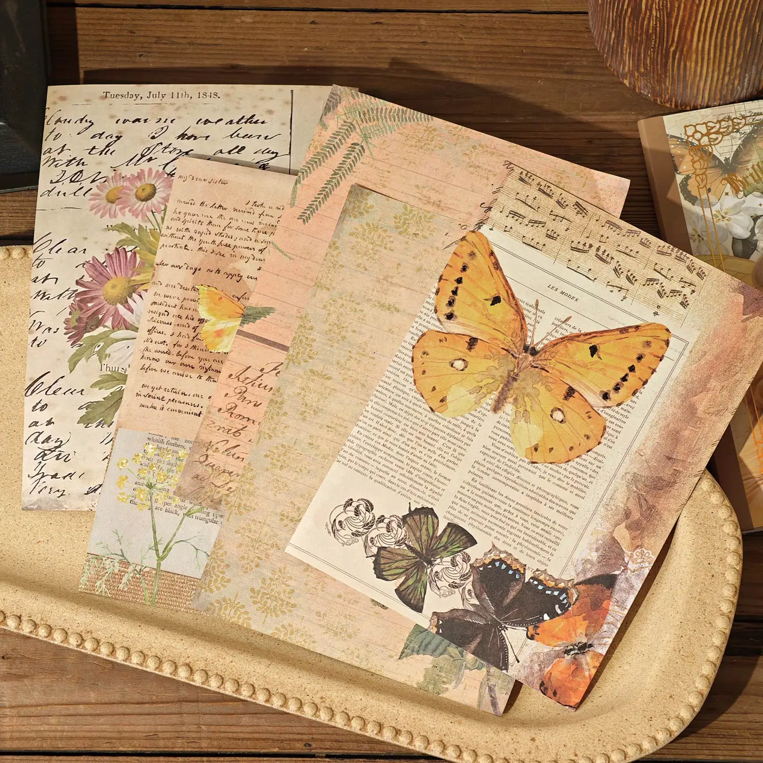 40sheets Retro Ins Decor Junk Journal Material Background Paper Creative Collage DIY Scrapbook Handmade Aesthetic Craft Paper