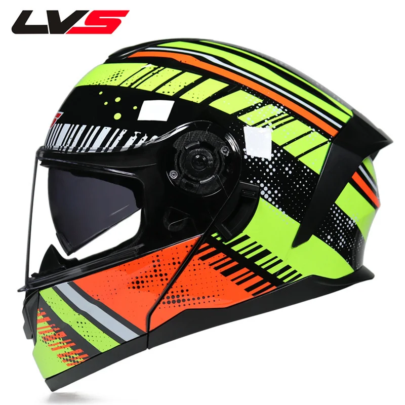 

2021 Unisex Racing Flip Up Motorcycle Helmets Modular Dual Lens Motocross Helmet Full Face Safe Helmet Cascos Para Moto For Man