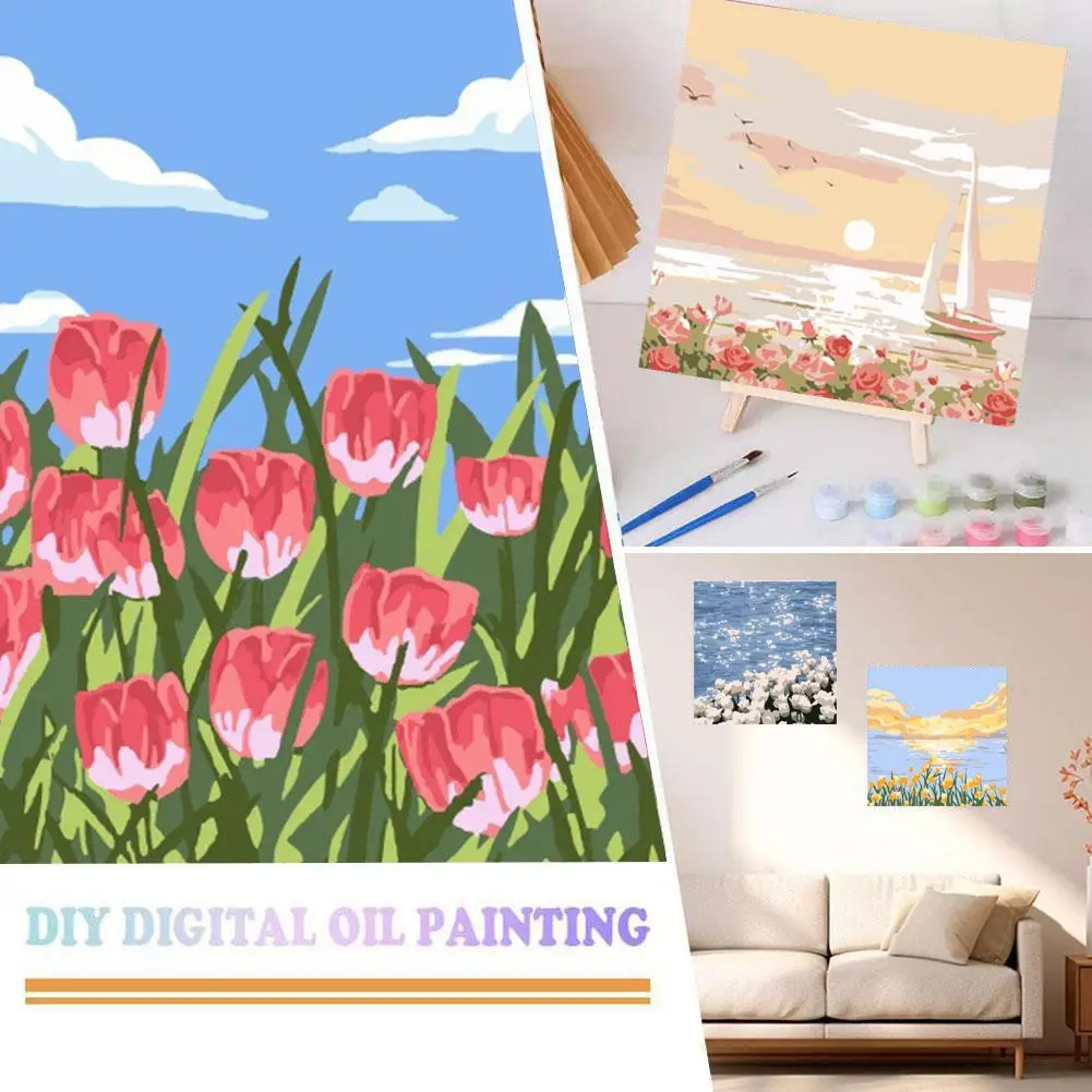 Landscape Digital Oil Painting DIY Hand-painted Landscape Home ﻿ Picture Gift Wall Decoration Colouring Art M8A5