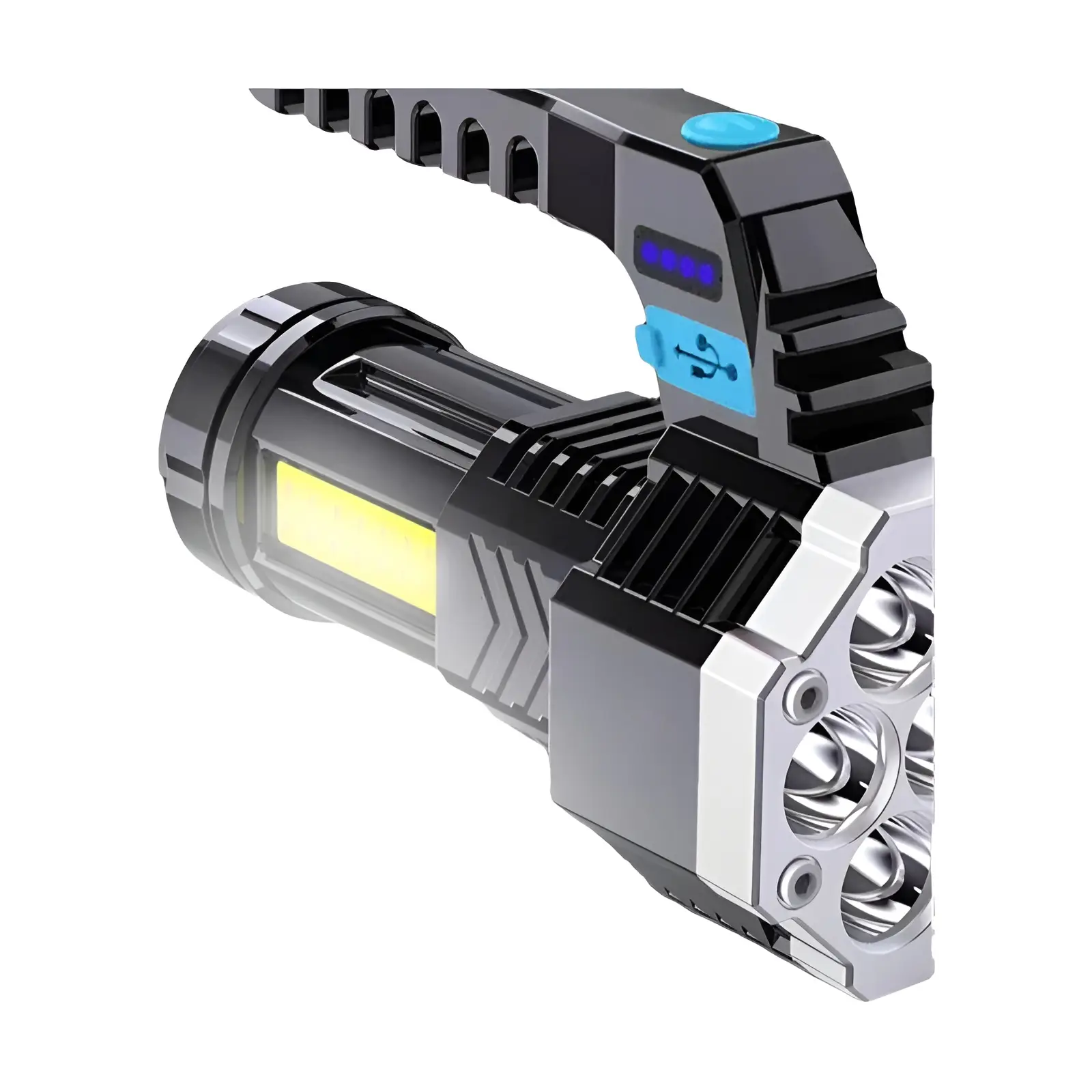 Lanternas LED recarregáveis de alta potência, Tocha de acampamento com cob, Luz lateral, Leve, Iluminação exterior, Material ABS, 7LED