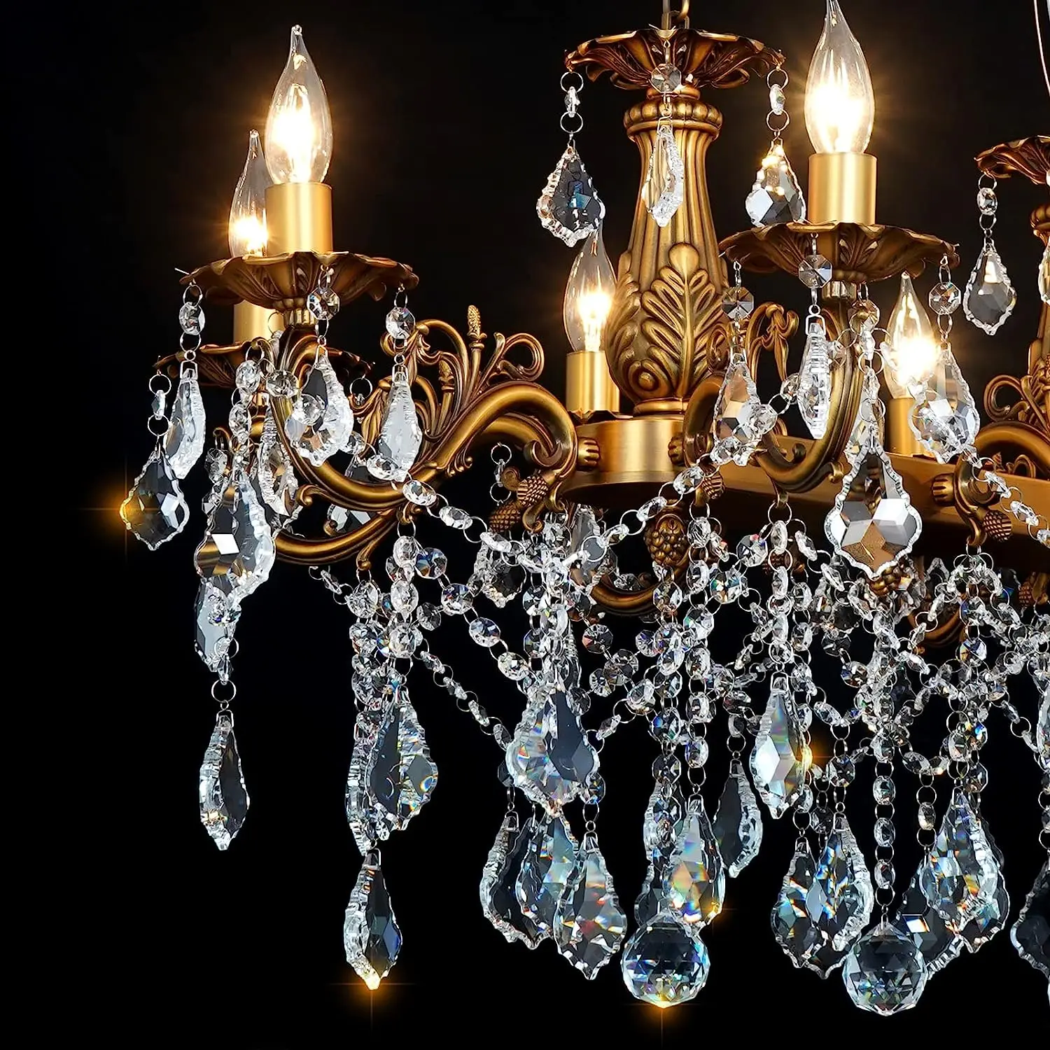 Crystal Chandeliers Island Lighting 8 Candle Pendant Rectangle Hanging Ceiling Fixture for Dining Living Room Kitchen Entry