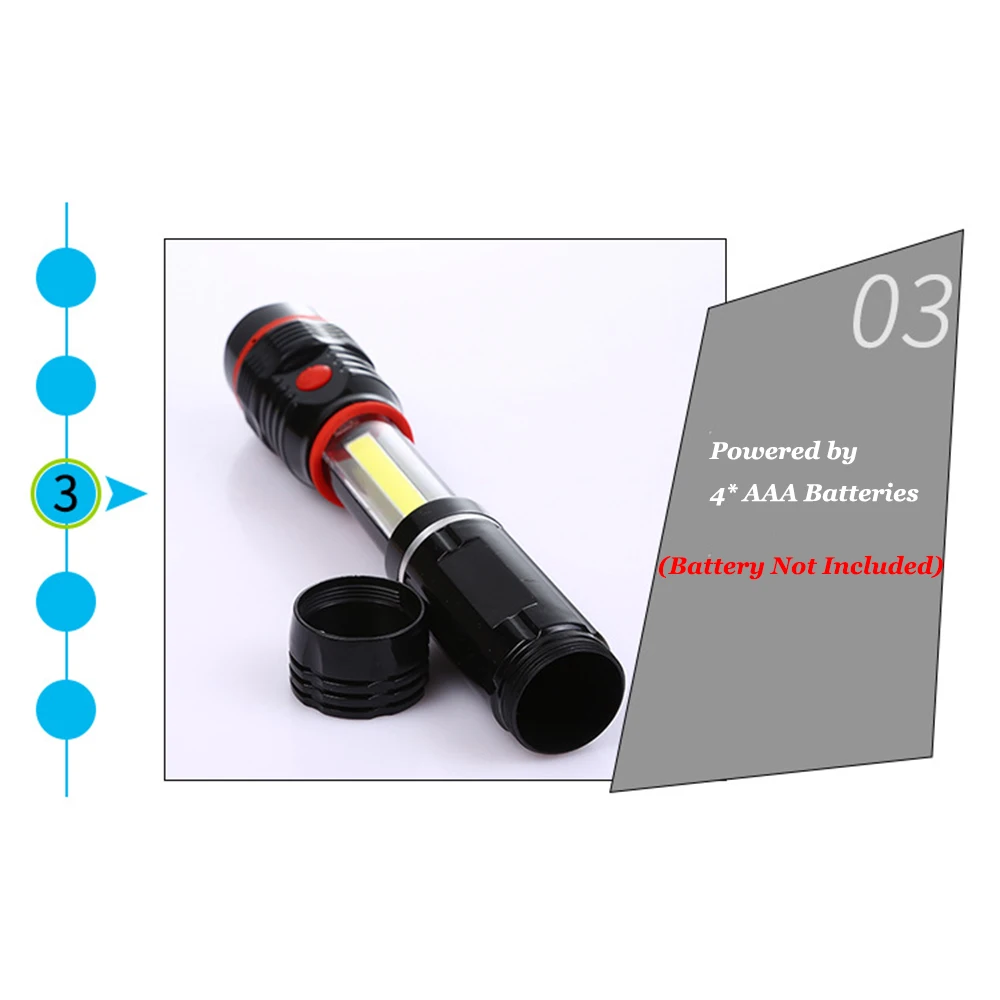 2022 New LED COB Flashlight Waterproof Telescopic with Tail Magnet Powerful Lanterna Outdoor Portable Torch